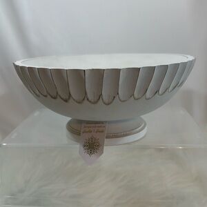 Wooden Pedestal Bowl Handmade in India NWOT